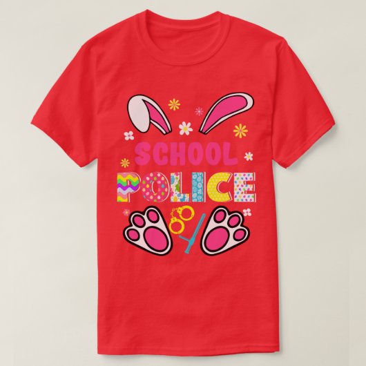 Funny Rabbit School Police Paaster Day Eggs Bunny T-shirt (Design voorkant)