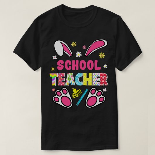 Funny Rabbit School Teacher Easter Day Eggs Bunny T-shirt (Design voorkant)