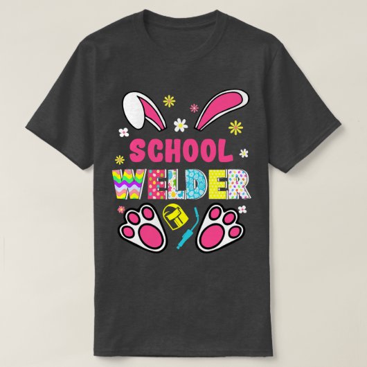 Funny Rabbit School Welder Easter Day Eggs Bunny T-shirt (Design voorkant)