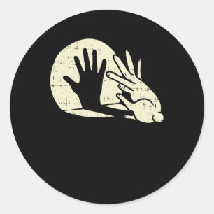 Funny Rabbit Shadow Play Pun Bunny Lover Ronde Sticker