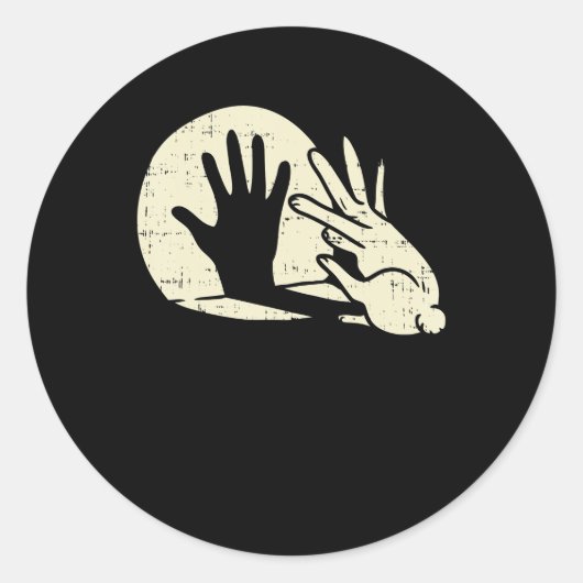 Funny Rabbit Shadow Play Pun Bunny Lover Ronde Sticker (Voorkant)