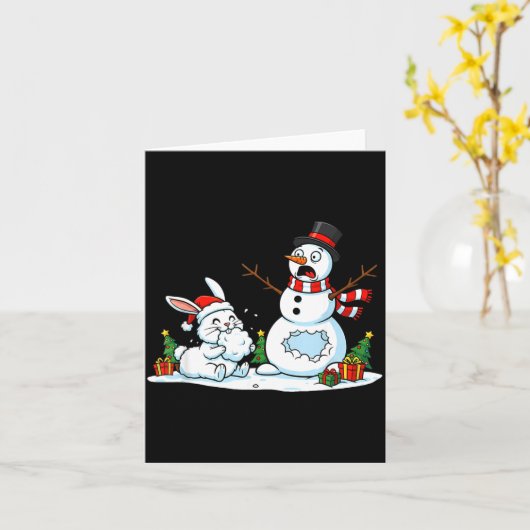 Funny Rabbit Snowman Christmas Bunny Womens Mens K Kaart (Gele Bloem)