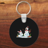 Funny Rabbit Snowman Christmas Bunny Womens Mens K Sleutelhanger (Voorkant)