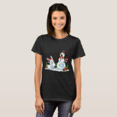 Funny Rabbit Snowman Christmas Bunny Womens Mens K T-shirt (Voorkant volledig)
