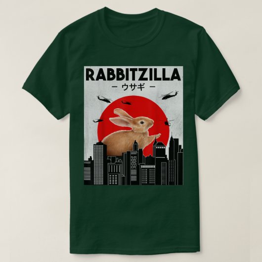Funny Rabbit T, Bunny Rabbit T, RabbitZilla T-shirt (Design voorkant)