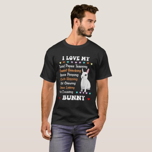 Funny Rabbit T-shirt Ik hou van mijn dwerg Hotot B (Voorkant volledig)
