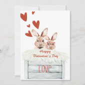 Funny Rabbit Vallentine Card Love Save The Date (Voorkant)