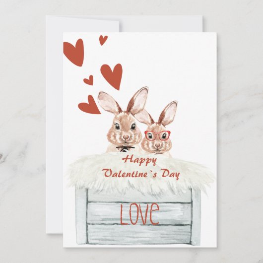 Funny Rabbit Vallentine Card Love Save The Date (Voorkant)