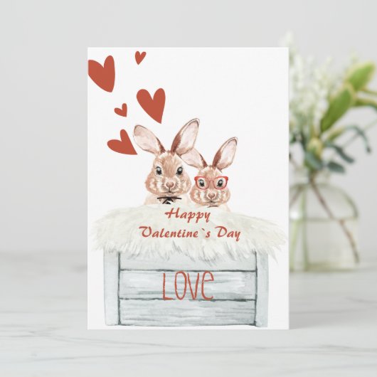 Funny Rabbit Vallentine Card Love Save The Date (Staand voorkant)