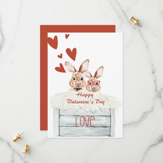 Funny Rabbit Vallentine Card Love Save The Date (Voorkant / Achterkant in situ)