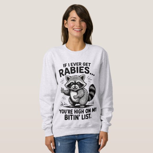  Funny Rabies Sarcasme Wasbeer Humor Trui (Voorkant volledig)