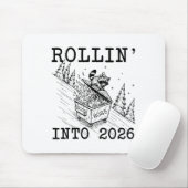 Funny Raccoon 2026 Snarky New Year, Rollin' 2025 I Muismat (Met muis)