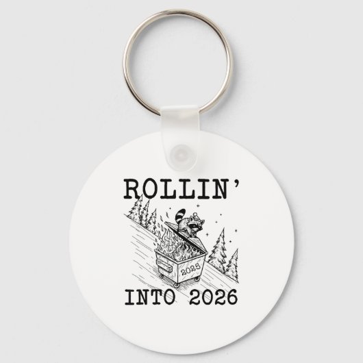 Funny Raccoon 2026 Snarky New Year, Rollin' 2025 I Sleutelhanger (Voorkant)