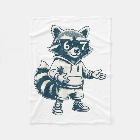 Funny Raccoon 67 Meme Six Seven  Fleece Deken (Voorkant)