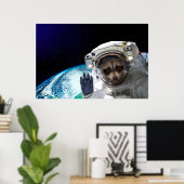 Funny Raccoon Astronaut Poster (Thuiskantoor)