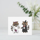 Funny Raccoon Bride en Groom Wedding Art Briefkaart (Staand voorkant)