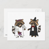 Funny Raccoon Bride en Groom Wedding Art Briefkaart (Voorkant / Achterkant)