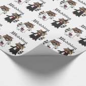 Funny Raccoon Bride en Groom Wedding Art Cadeaupapier (Hoek)
