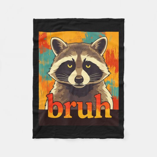 Funny Raccoon Bruh Meme Teens Boys Girls Men Graph Fleece Deken (Voorkant)