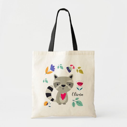 Funny Raccoon | Cadeaucode voor aangepaste naam Tote Bag (Voorkant)
