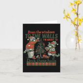 Funny Raccoon Christmas Deck These Halls Humor Kaart (Gele Bloem)