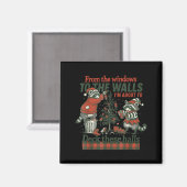 Funny Raccoon Christmas Deck These Halls Humor  Magneet (Voorkant / Achterkant)