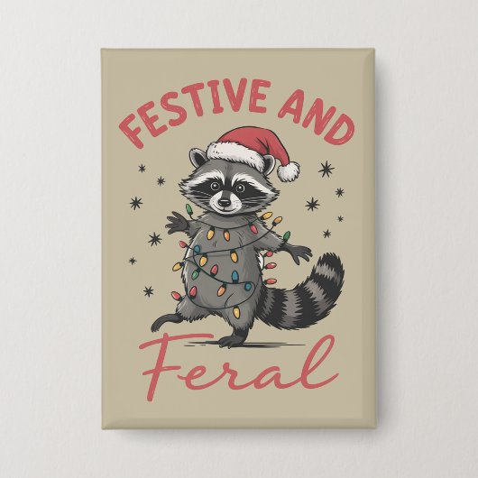 Funny Raccoon Christmas Feral Meme Xmas  Button (Voorkant)