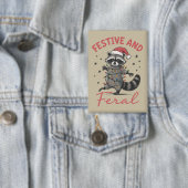 Funny Raccoon Christmas Feral Meme Xmas  Button (Insitu)