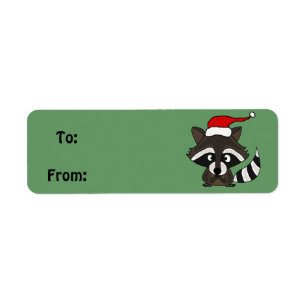 Funny Raccoon Christmas Gift Label of adreslabel
