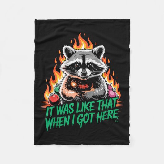 Funny Raccoon Christmas Trash Panda Xmas Fleece Deken (Voorkant)