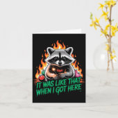 Funny Raccoon Christmas Trash Panda Xmas Kaart (Gele Bloem)