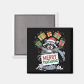 Funny Raccoon Christmas Trash Panda Xmas Merry Tra Magneet (Voorkant / Achterkant)