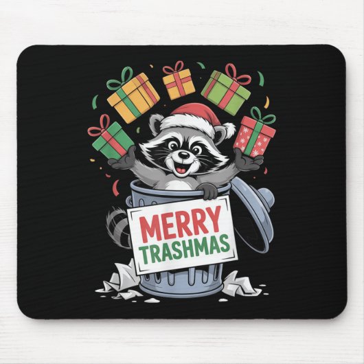 Funny Raccoon Christmas Trash Panda Xmas Merry Tra Muismat (Voorkant)