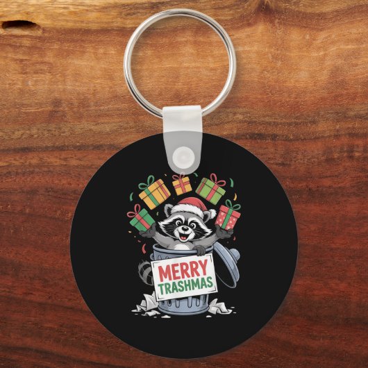 Funny Raccoon Christmas Trash Panda Xmas Merry Tra Sleutelhanger (Voorkant)