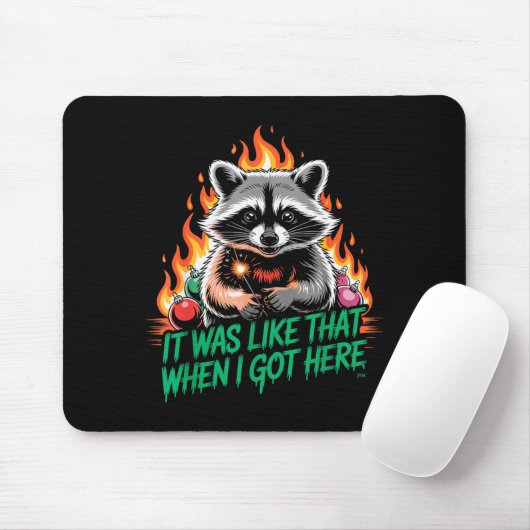 Funny Raccoon Christmas Trash Panda Xmas Muismat (Met muis)