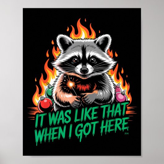 Funny Raccoon Christmas Trash Panda Xmas Poster (Voorkant)