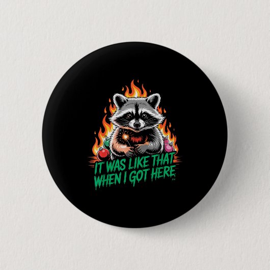Funny Raccoon Christmas Trash Panda Xmas  Ronde Button 5,7 Cm (Voorkant)