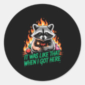 Funny Raccoon Christmas Trash Panda Xmas Ronde Sticker (Voorkant)