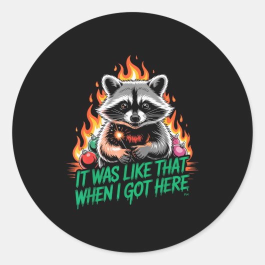 Funny Raccoon Christmas Trash Panda Xmas  Ronde Sticker (Voorkant)