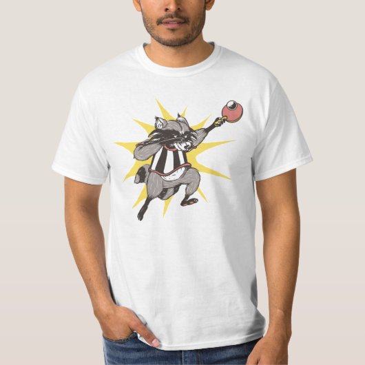 Funny raccoon dabbing play ping pong raccoon t-shirt (Voorkant)