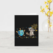 Funny Raccoon Dreidel Menorah Hanukkah Kids Womens Kaart (Gele Bloem)