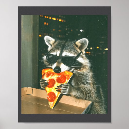 Funny Raccoon Eating Zza Animal Meme Men Women Kid Poster (Voorkant)