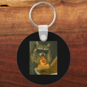 Funny Raccoon Eating Zza Animal Meme Raccoon  Sleutelhanger (Voorkant)