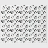 Funny Raccoon en Penguin Pattern Cadeaupapier (Vlak)