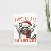Funny Raccoon First Of All I'm A Delight Merry Chr Kaart (Voorkant)