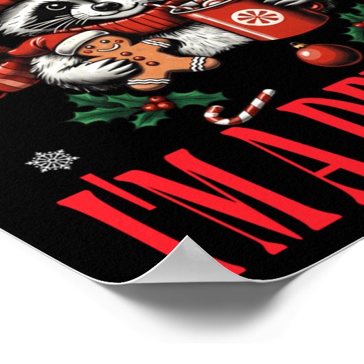 Funny Raccoon First Of All I'm A Delight Merry Chr Poster (Hoek)