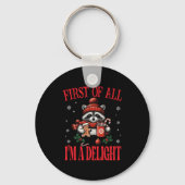 Funny Raccoon First Of All I'm A Delight Merry Chr Sleutelhanger (Voorkant)