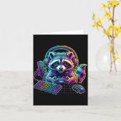 Funny Raccoon Gamer Video Game Gaming Lover  Kaart (Gele Bloem)