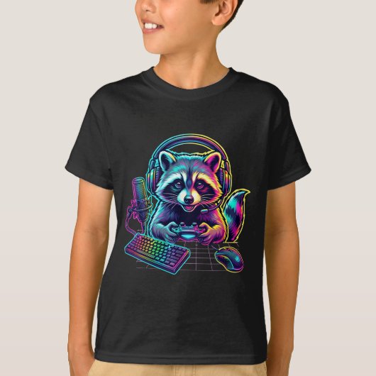 Funny Raccoon Gamer Video Game Gaming Lover  T-shirt (Voorkant)