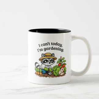 Funny Raccoon Gardening – I Can’t Today I’m Garden Tweekleurige Koffiemok